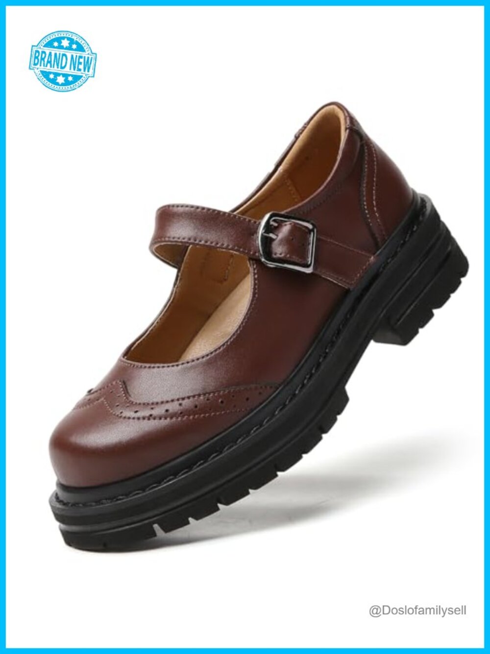 Women's Mary Jane Oxfords Faux Leather Platform Chunky Heel Round Toe Buckle